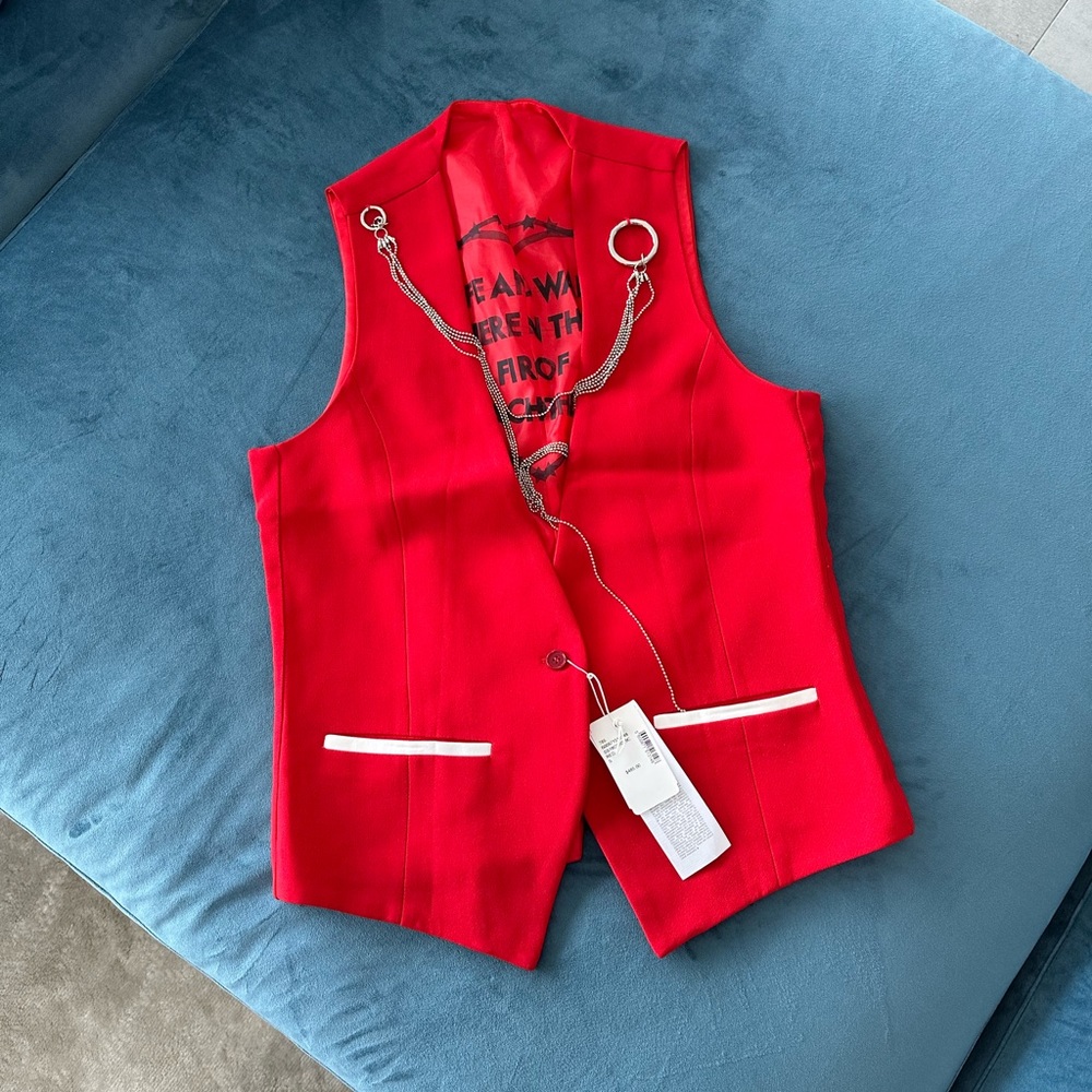 Red classic vest by Robert Montgomery